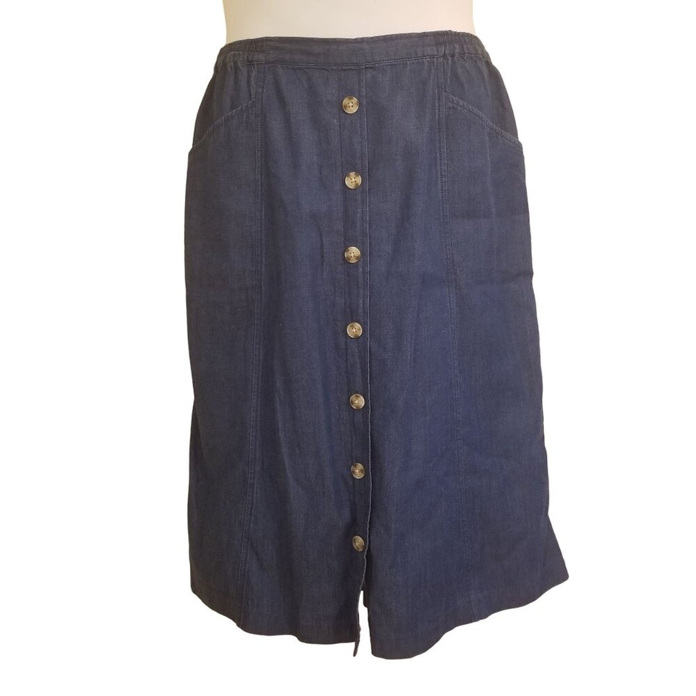 TOG Shop PM Blue Jean Skirt Midi Denim Modest‎ Church Pockets Yellowstone